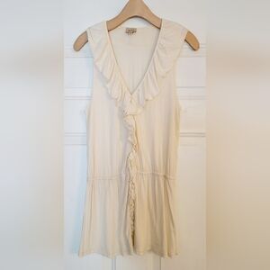 Ella Moss Cream Ruffled Sleeveless Top Size M
